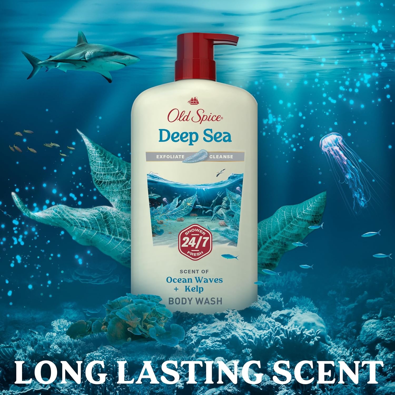 image:imageOld Spice Cleansing Body Wash for Men 247 Shower Fresh with Lasting Scent Cleanse amp Refresh Gentle on Skin Vitamin B3 Timber with Sandalwood Cypress Scent 30 oz Pack of 4Deep Sea