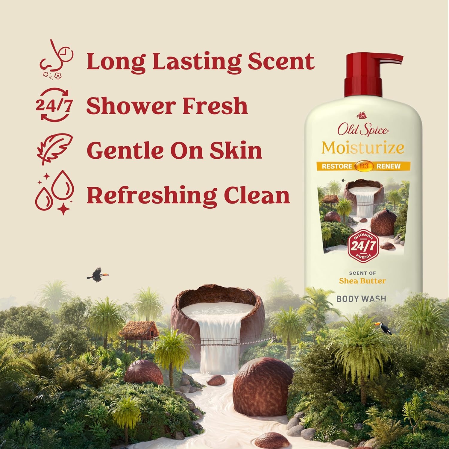 image:imageOld Spice Cleansing Body Wash for Men 247 Shower Fresh with Lasting Scent Cleanse amp Refresh Gentle on Skin Vitamin B3 Timber with Sandalwood Cypress Scent 30 oz Pack of 4Shea Butter