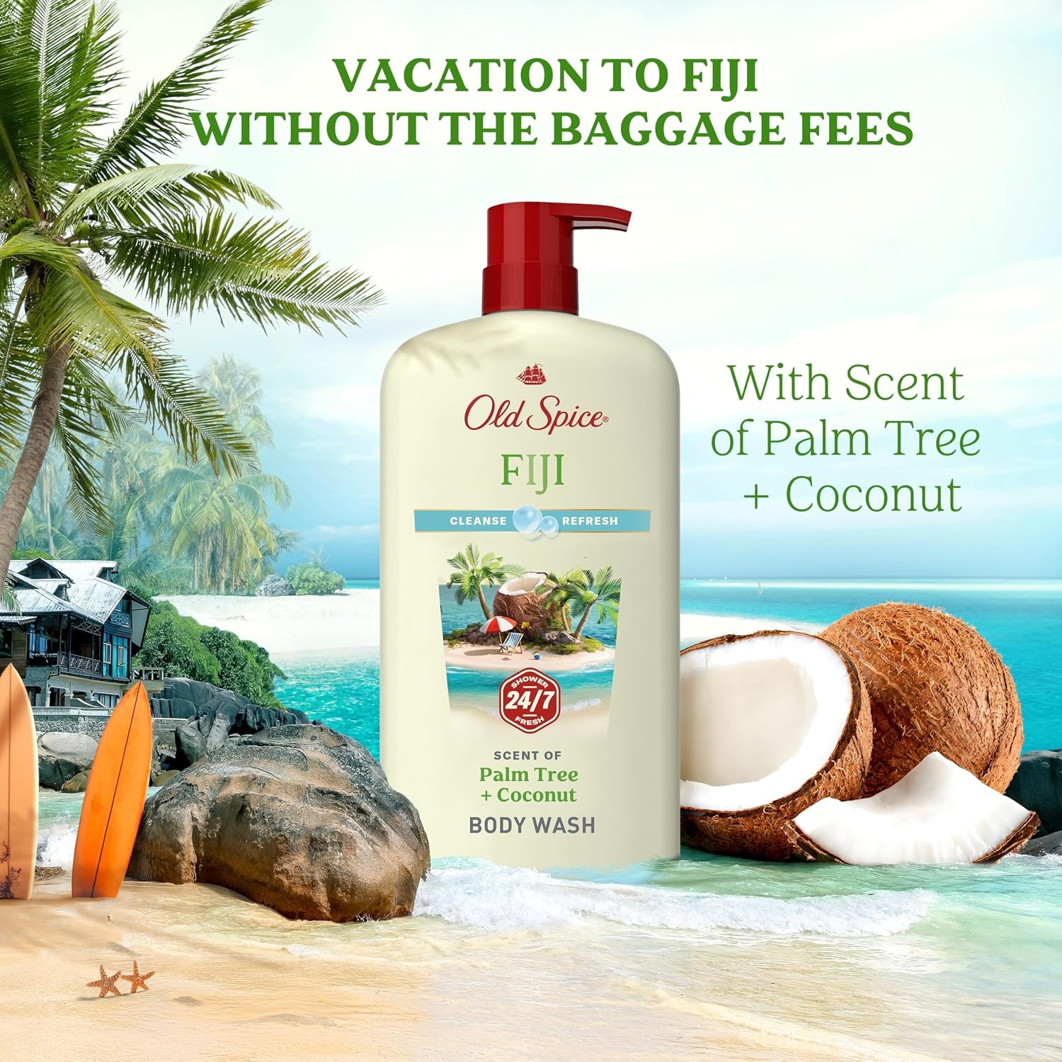 image:imageOld Spice Cleansing Body Wash for Men 247 Shower Fresh with Lasting Scent Cleanse amp Refresh Gentle on Skin Vitamin B3 Timber with Sandalwood Cypress Scent 30 oz Pack of 4Fiji with Palm Tree