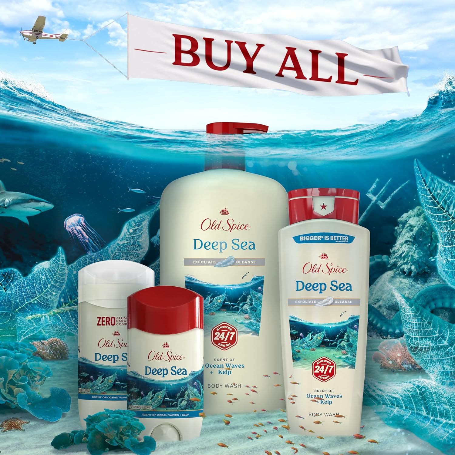 image:imageOld Spice Cleansing Body Wash for Men 247 Shower Fresh with Lasting Scent Cleanse amp Refresh Gentle on Skin Vitamin B3 Timber with Sandalwood Cypress Scent 30 oz Pack of 4Deep Sea