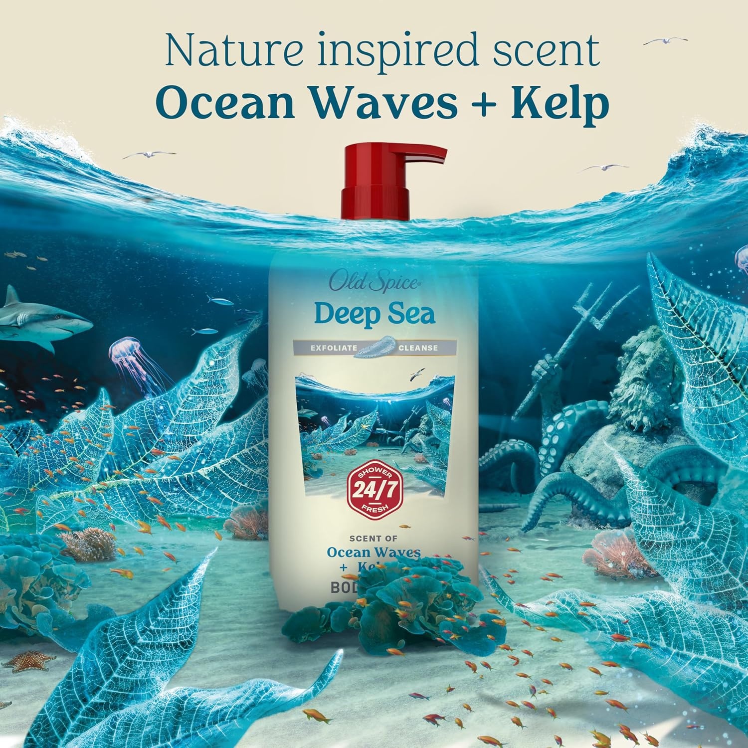image:imageOld Spice Cleansing Body Wash for Men 247 Shower Fresh with Lasting Scent Cleanse amp Refresh Gentle on Skin Vitamin B3 Timber with Sandalwood Cypress Scent 30 oz Pack of 4Deep Sea