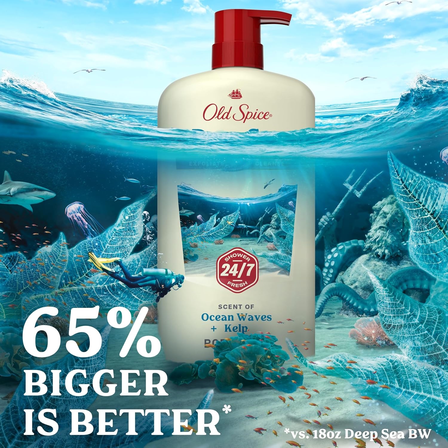 image:imageOld Spice Cleansing Body Wash for Men 247 Shower Fresh with Lasting Scent Cleanse amp Refresh Gentle on Skin Vitamin B3 Timber with Sandalwood Cypress Scent 30 oz Pack of 4Deep Sea