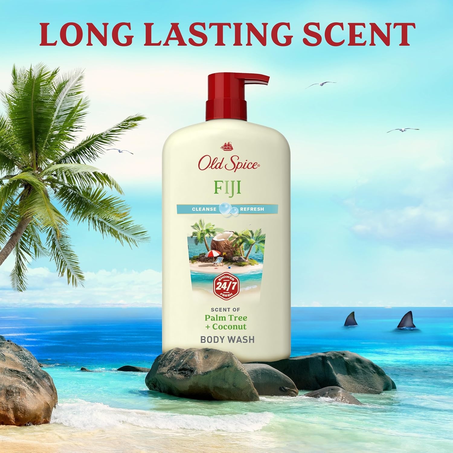 image:imageOld Spice Cleansing Body Wash for Men 247 Shower Fresh with Lasting Scent Cleanse amp Refresh Gentle on Skin Vitamin B3 Timber with Sandalwood Cypress Scent 30 oz Pack of 4Fiji with Palm Tree