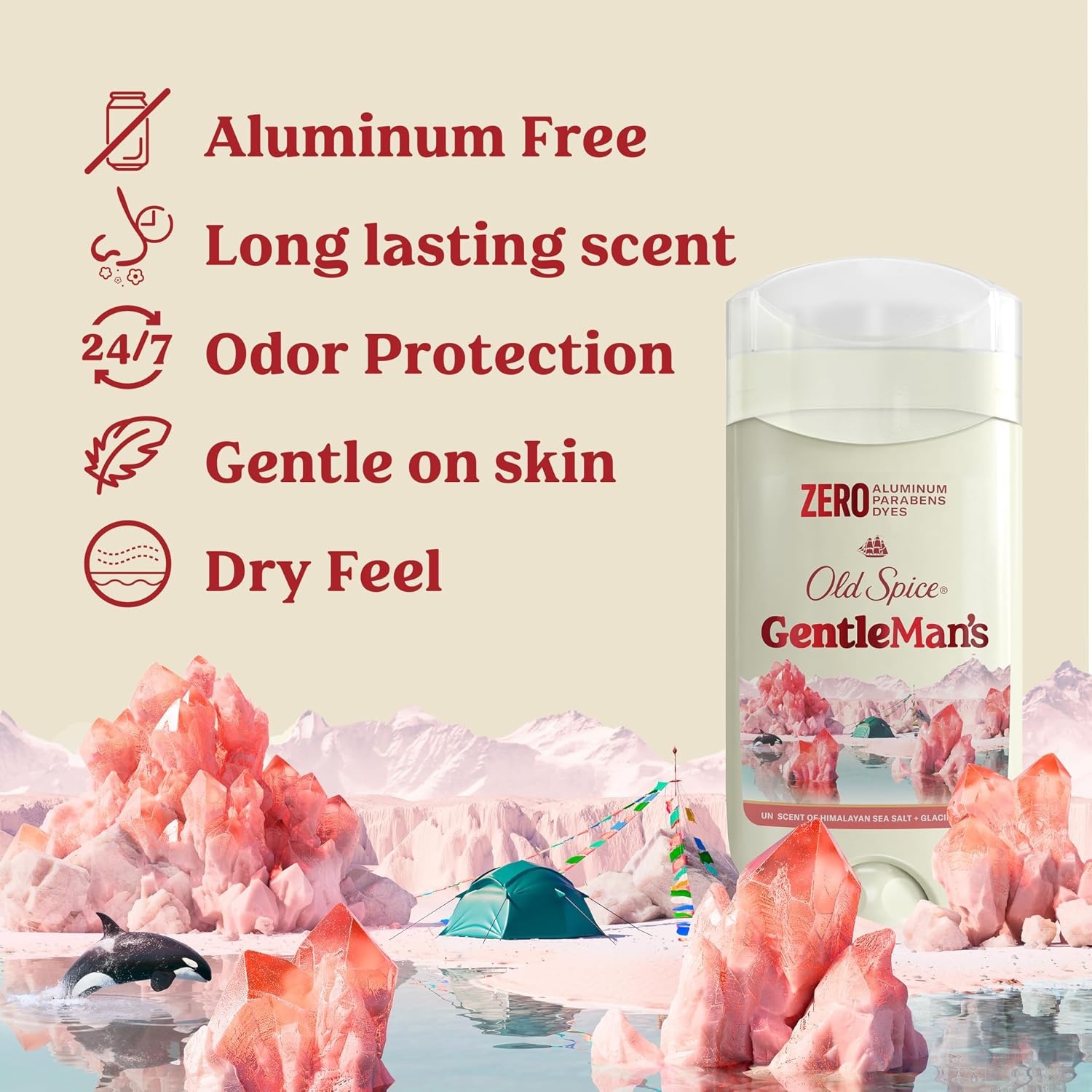image:imageOld Spice GentleMans Aluminum Free Dry Feel Deodorant for Men 247 Lasting Freshness Gentle on Skin with Skin Conditioners Lavender Mint Scent 30 oz Pack of 3Himalayan Sea Salt Glacier Water