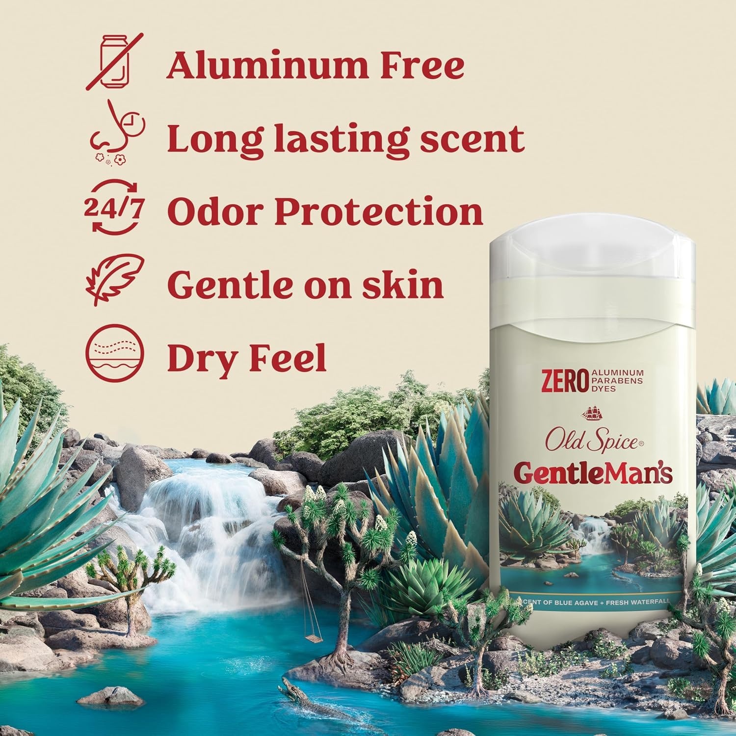 image:imageOld Spice GentleMans Aluminum Free Dry Feel Deodorant for Men 247 Lasting Freshness Gentle on Skin with Skin Conditioners Lavender Mint Scent 30 oz Pack of 3Blue Agave Fresh Waterfall