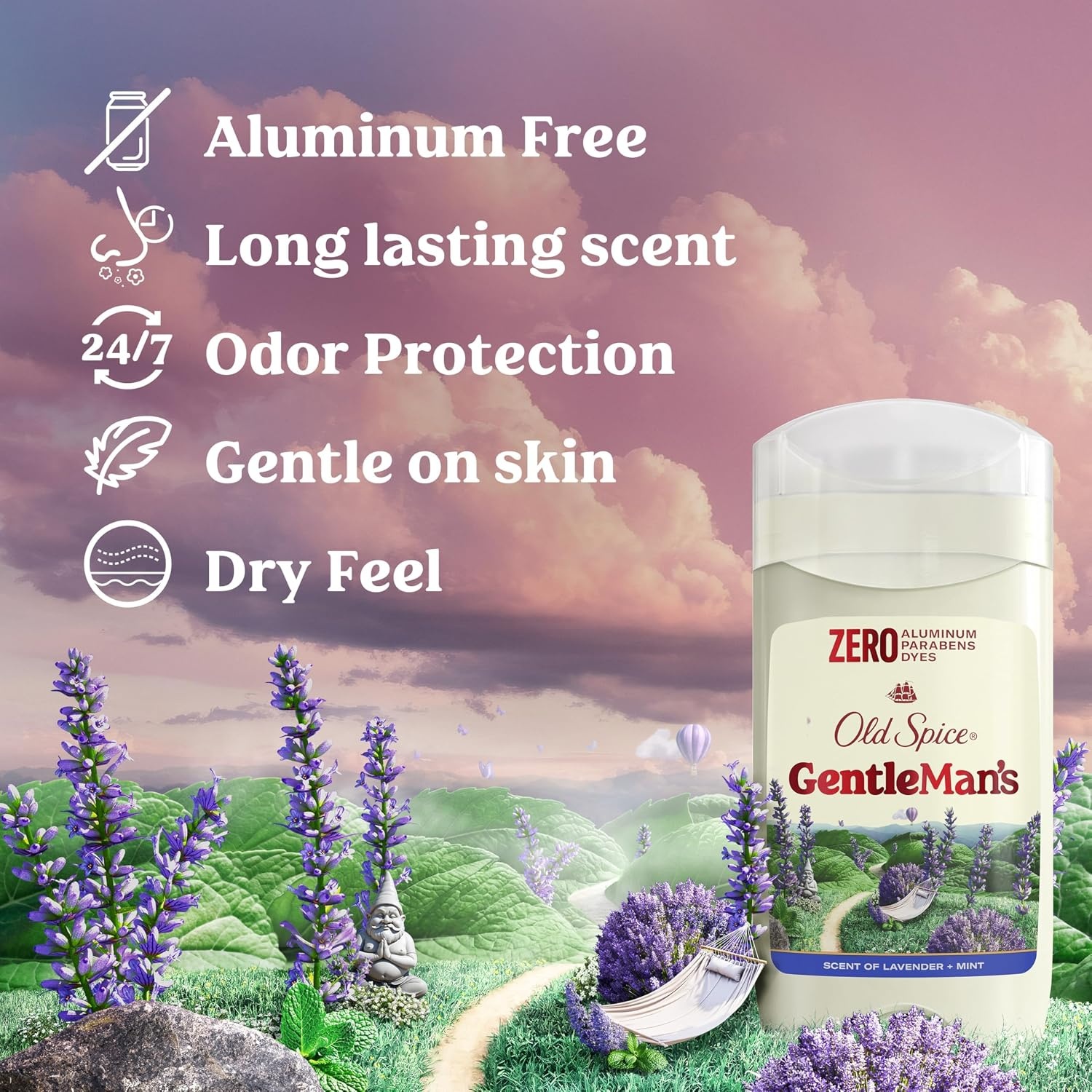 image:imageOld Spice GentleMans Aluminum Free Dry Feel Deodorant for Men 247 Lasting Freshness Gentle on Skin with Skin Conditioners Lavender Mint Scent 30 oz Pack of 3Lavender Mint