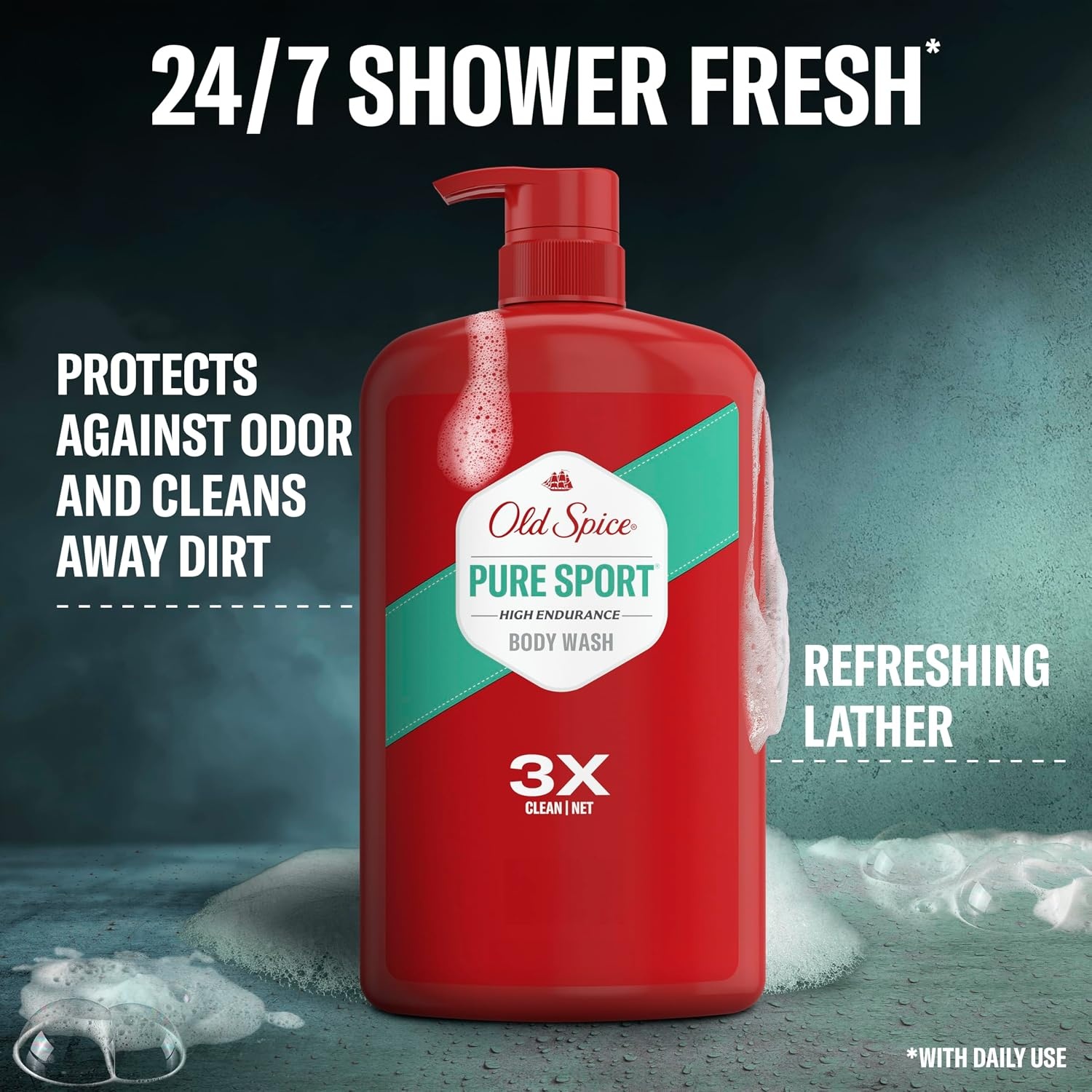 image:imageOld Spice Refreshing Body Wash for Men High Endurance 3X Defense 247 Shower Fresh with Long Lasting Scent Pure Sport Scent 334 oz Pack of 4Pure Sport