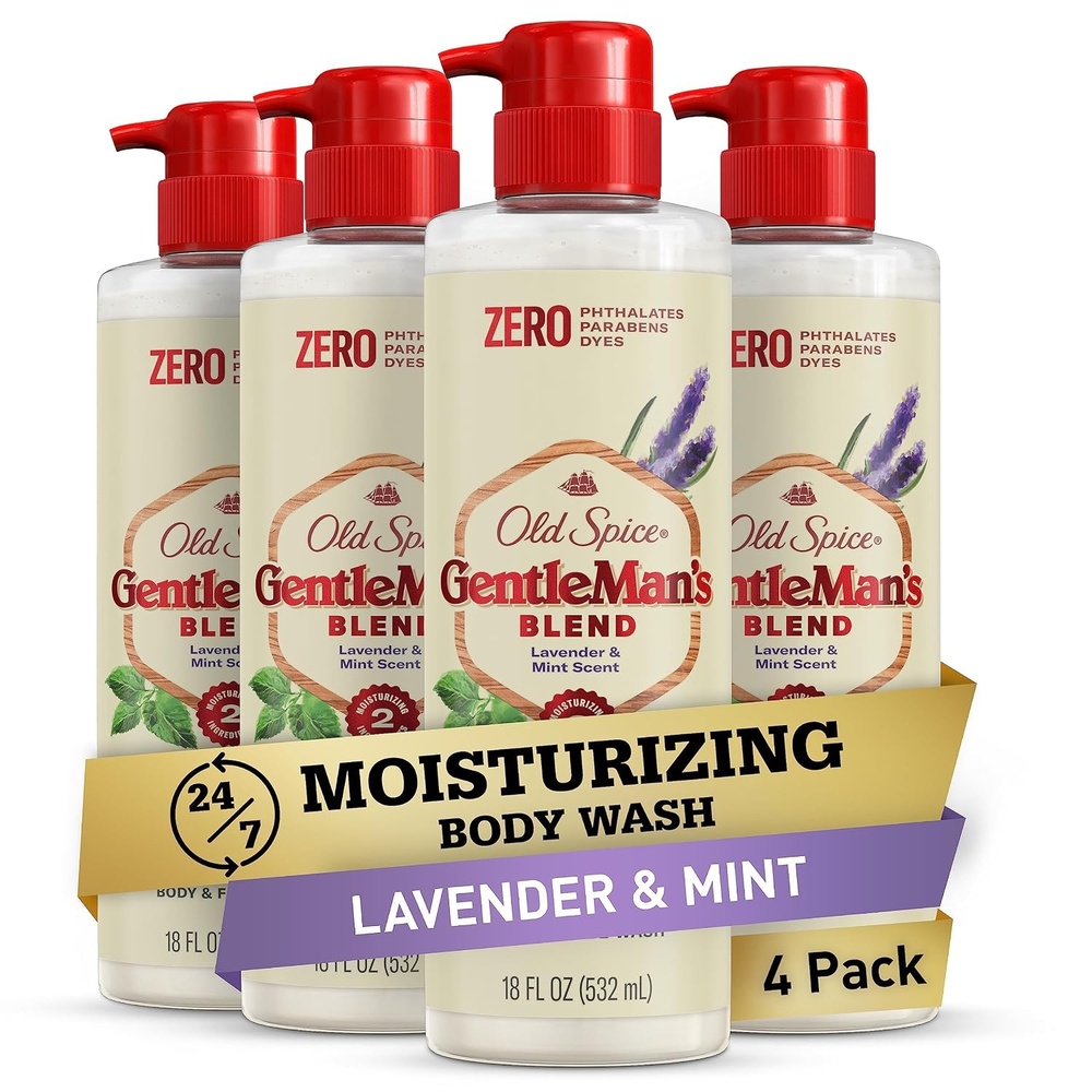 image:imageOld Spice GentleMans Exfoliating amp Moisturizing Body Wash for Men 247 Shower Fresh with Long Lasting Scent Renewing Vitamin B3 Blend Lavender Mint Scent 18 oz Pack of 4