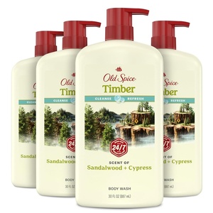 Old Spice Cleansing Body Wash for Men, 24/7 Shower Fresh with Lasting Scent, Cleanse & Refresh, Gentle on Skin, Vitamin B3, Timber with Sandalwood + Cypress Scent, 30 oz (Pack of 4)(Timber)
