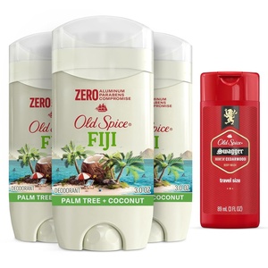 Old Spice Men’s Deodorant Aluminum-Free Timber with Sandalwood, 3.0oz Pack of 3 with Travel-Size Swagger Body Wash(Fiji + Swagger)