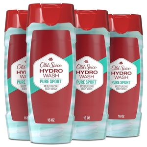Old Spice Moisturizing Body Wash for Men, Hydro Wash, 2-in-1 Long Lasting Scent & Powerful Hydration to Fight Dry Skin, 24/7 Shower Fresh, Pure Sport Scent, 16 oz (Pack of 4)(Pure Sport Plus)
