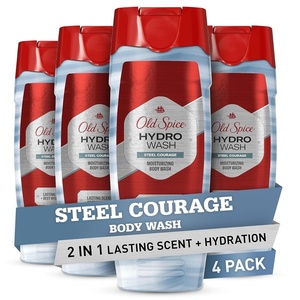 Old Spice Moisturizing Body Wash for Men, Hydro Wash, 2-in-1 Long Lasting Scent & Powerful Hydration to Fight Dry Skin, 24/7 Shower Fresh, Pure Sport Scent, 16 oz (Pack of 4)(Steel Courage)
